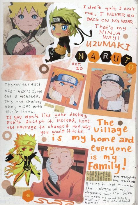 #animejournal #narutojournal naruto's birth month is here so here's a page I made! Naruto Journal, Anime Journal, I Ninja, Courage To Change, Uzumaki Naruto, Naruto Anime, Birth Month, Journal Pages, Never Give Up