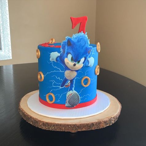 Sonic Smash Cake, Sonic Birthday Cake Ideas, Simple Sonic Cake, Sonic The Hedgehog Birthday Party Cake, Sonic Cakes For Boys, Sonic Theme Cake, Super Sonic Cake, Blue Drip Cake, Sonic Birthday Cake