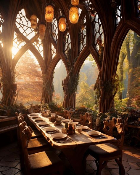 Fantasy Rooms Aesthetic, Fantasy Homes Interior, Elven Castle Interior, Elven Throne Room, Forest Kingdom Aesthetic, Mirkwood Aesthetic, Fantasy Room Aesthetic, Hobbit House Aesthetic, Fantasy Home Interior