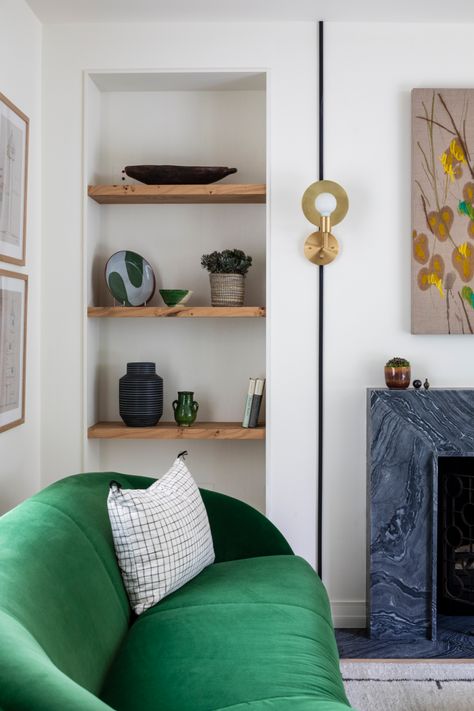 10 alcove shelf ideas: chic design options and styling strategies | Homes & Gardens | Alcove Shelf, Room Bookshelf Ideas, Alcove Shelves, Recessed Storage, Alcove Shelving, Room Bookshelf, Mews House, Paint And Paper Library, Shelving Design