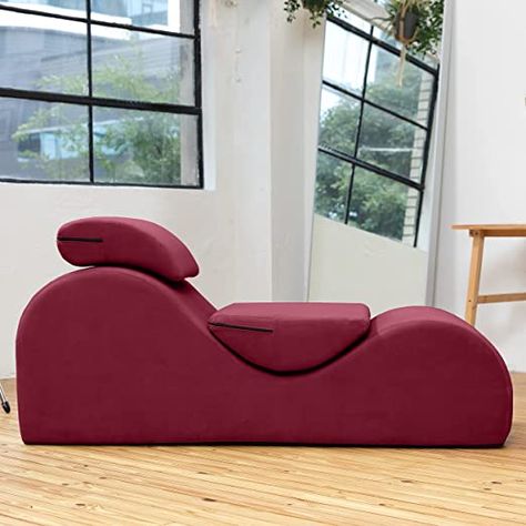 Avana Luvu Lounger - Chaise Lounge Chair for Yoga, Exercise, Massage - High Density Foam - Made in The USA - Red Diy Tantric Chaise, Yoga Chaise Lounge, Stretching Exercise, Design Ložnic, Red Dining Room, Statement Sofa, Inflatable Furniture, Love Chair, Bedroom Orange