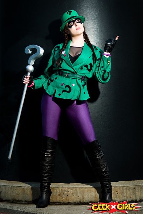 Lady Riddler Cosplay Female Riddler, Riddler Cosplay, Riddler Costume, Batman Rogues, Rogues Gallery, Villain Costumes, Dc Cosplay, Hallowen Costume, Rule 63