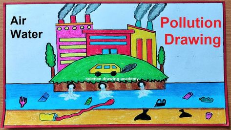 water pollution drawing (air pollution drawing) easy | science drawing academy  @howtofunda ​ Pollution Drawing Easy, Air Pollution Drawing, Water Pollution Drawing, Pollution Drawing, Air And Water Pollution, Save Water Poster Drawing, Save Water Poster, Science Drawing, Water Poster