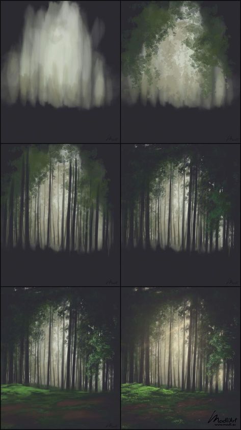 Forest Digital Painting, Guide Illustration, Illustration Environment, Nature Sketchbook, الفن الرقمي, Lush Forest, Concept Art Tutorial, Siluete Umane, Color Study