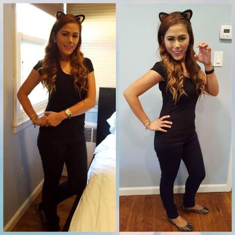 Last minute cat costume Hot Halloween Costumes Women, Costumes For Work, Black Cat Costumes, Hot Halloween, Diy Costumes Women, Easy Diy Costumes, Diy Halloween Costumes For Women, Cat Halloween Costume, Cat Costume