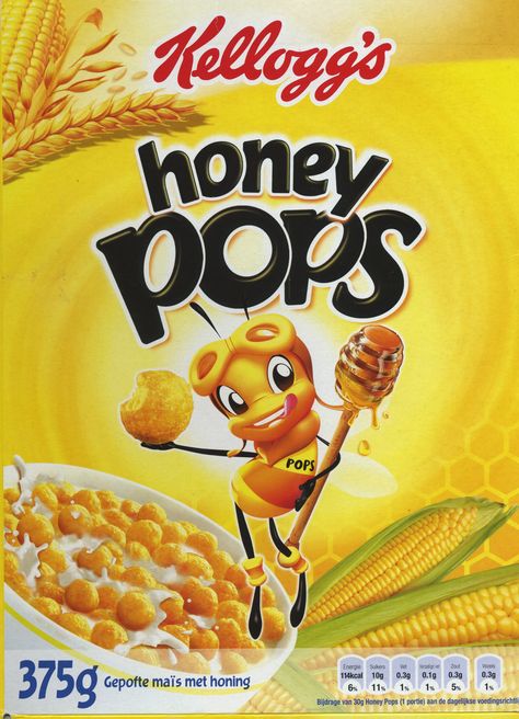 Honey Pops ©2009 Kellogg's Benelux Kellogs Cereal, Miel Pops, Pops Cereal, Honey Cereal, Corn Cereal, Honey Pops, Cereal Packaging, Types Of Cereal, Kids Cereal