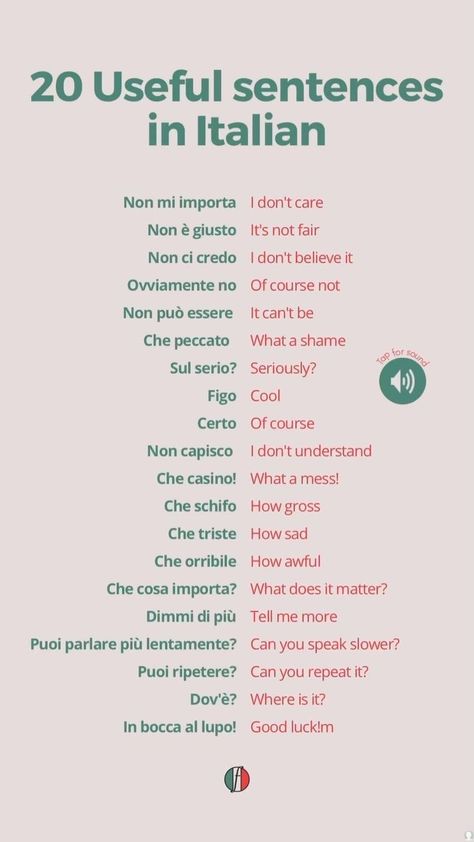 Learning Italian Beginners, Italian Phrases For Travelers, English To Italian Words, How To Speak Italian, Cry Wolf, Basic Italian, Speak Italian, Learn To Speak Italian, Italian Grammar