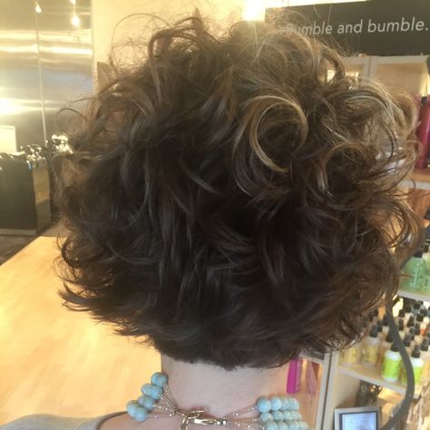 Short Curly Hair Back View, Wavy Bob Back View, Short Curly Devacut, Curly Bob Back View, Short Curly Aline Bob, Short Curly Bob Hairstyles, Short Curly Hairstyles For Women, Short Hair Back, Short Curly Bob