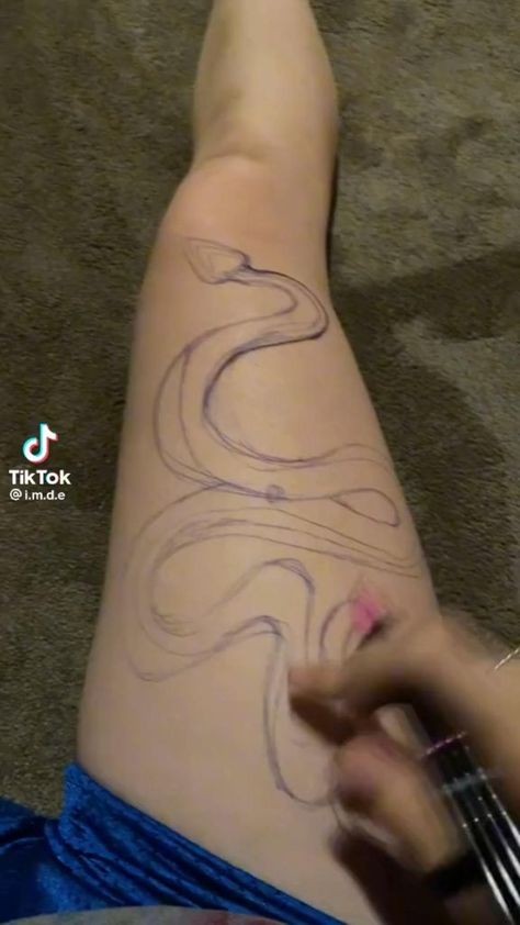 Snake Thigh Tattoo, Pen Tattoo, Sharpie Tattoos, Hand Doodles, With Tattoo, Tattoo Pen, Design Tattoo, Dope Tattoos, Hand Art Drawing