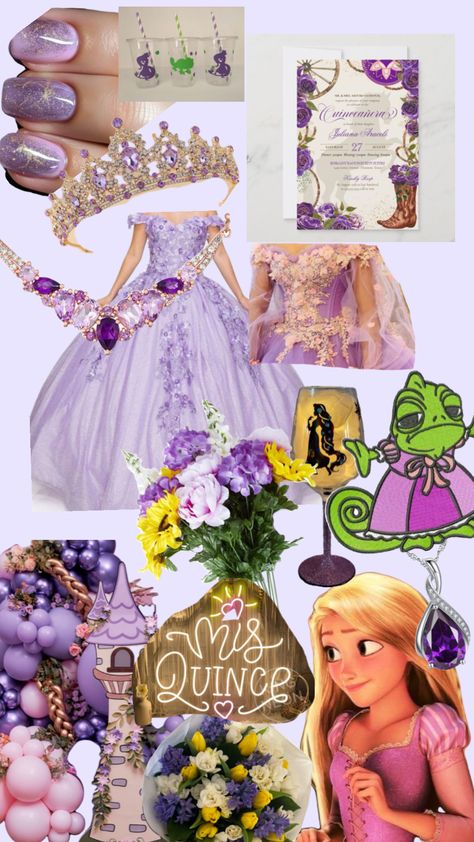 #quince #purple Rapanzul Quince Theme, Tangled Rapunzel Quince Theme, Rapunzel Themed Sweet 16, Repunzel Quince Theme, Rapunzel Theme Quinceanera, Tangled Quinceanera Theme, Rapunzel Quinceanera, Tiana Quince, Quince Purple