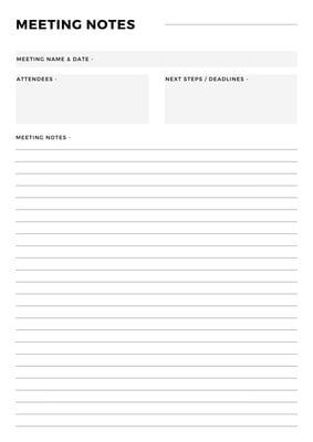 Meeting Planner Template, Essay Template Design Aesthetic, Meeting Notes Template Free, Goodnotes Notes Template, Meeting Notes Printable, Interview Notes, Expense Sheet, Meeting Notes Template, Budget Binder Printables