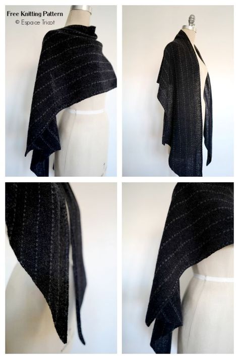 Subtle Interruption Shawl Free Knitting Pattern Black Crochet Shawl, Knit Shawls And Wraps Patterns Free, Abstract Knitwear, Knitted Shawls And Wraps, Knit Wrap Pattern, Hood Pattern, Beginner Knitting, Knitting Patterns Free Scarf, Knit Cardigan Pattern