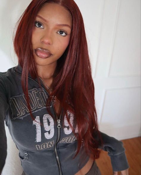 Red Hair Box Dye, 90s Red Hair, Auburn Hair Black Women, Ginger Hair On Brown Skin, Graduation Hair, Cherry Red Hair, Hair Colorful, Ginger Hair Color, Dyed Hair Inspiration