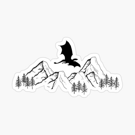 Get my art printed on awesome products. Support me at Redbubble #RBandME: https://www.redbubble.com/i/sticker/Dragon-flying-above-mountains-by-Haministic/147115637.EJUG5?asc=u Dragon And Mountain Tattoo, Dragon Mountain Tattoo, Mountain Dragon, Mountains Sticker, Dragon Flying, Motorcycle Helmet Design, Castle Tattoo, Mountain Silhouette, Stickers Aesthetic