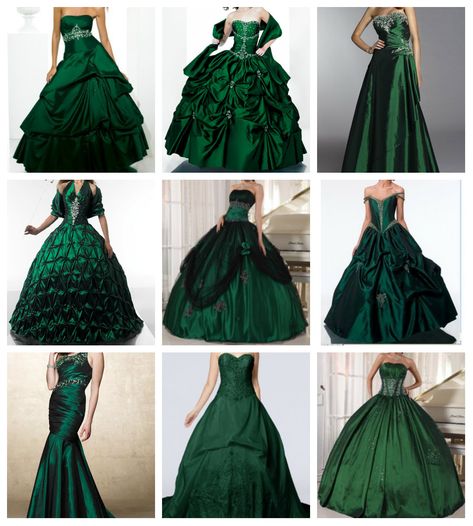 Emerald Green Ball Gown Slytherin, Emerald Ball Gown, Emerald Green Ball Gown, Emerald Aesthetic, Slytherin Dress, Starfall Ball, Slytherin Clothes, Ball Outfit, Slytherin Fashion