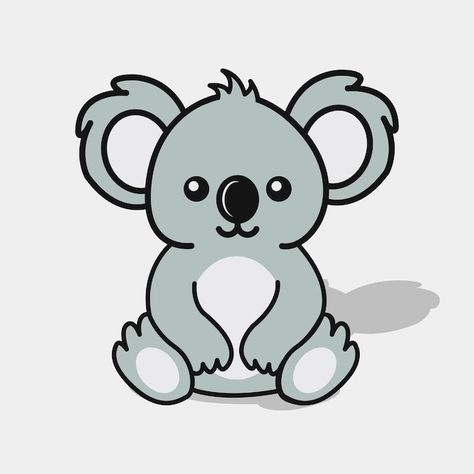 Cartoon koala bear - illustration vector | Premium Vector #Freepik #vector #koala #koala-bear #bear #cute-animals Cute Animals Koala, Cute Koala Drawing Easy, Koala Drawing Simple, Koala Drawing Easy, Koala Bear Drawing, Koala Painting, Koala Cartoon, Koala Craft, Cartoon Koala