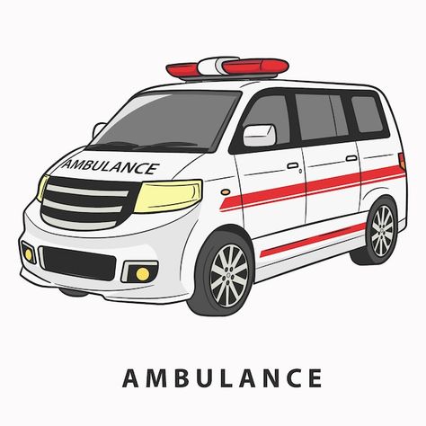 Ambulance car on white background ambula... | Premium Vector #Freepik #vector #ambulance #emergency #first-responders #paramedic Ambulance Cartoon, Ambulance Design, Medical Office Decor, Emergency Ambulance, Cartoons Png, Flash Card, Medical Office, Paramedic, Ambulance