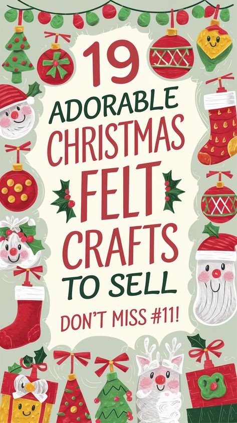 19 Adorable Christmas Felt Crafts to Sell That You Can Make in a Snap (Don't Miss #11!) Easy Sellable Crafts Make And Sell, Felt Crafts To Sell, Christmas Felt Crafts, Sellable Crafts, Felt Advent Calendar, Felt Christmas Tree Decorations, Candy Cane Crafts, Snowflake Craft, Felt Crafts Christmas