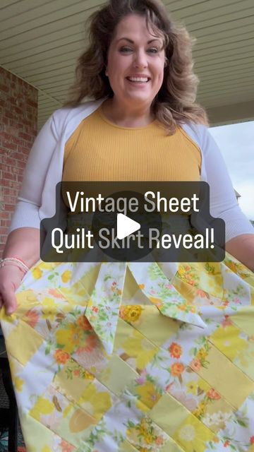 Chelsea on Instagram: "I am a lover of vintage sheets.  They are just soooooo beautiful to me.  So I cut them up and sewed them into a quilt I can wear!  This is the Erica quilt pattern by Kitchen Table Quilting and the Frida skirt pattern from Schultz Apparel! 

#homesteading #quiltskirt #learntoquilt #sewingproject #beginnersewing #vintagesheets #crafts #hobbies #sewingdiy #quiltingismytherapy @kitchentablequilting @schultzapparel" Quilted Skirt, Table Quilts, Vintage Sheets, Needle Thread, Sewing For Beginners, May 27, Skirt Pattern, Needle And Thread, Quilt Pattern