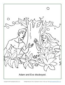 Adam and Eve Disobeyed God Coloring Page Adam And Eve Bible, Bible Class Activities, Childrens Bible Activities, Printable Bible Activities, Creation Coloring Pages, Preschool Bible Lessons, Sunday Activities, Sunday School Coloring Pages, Bible Activities For Kids