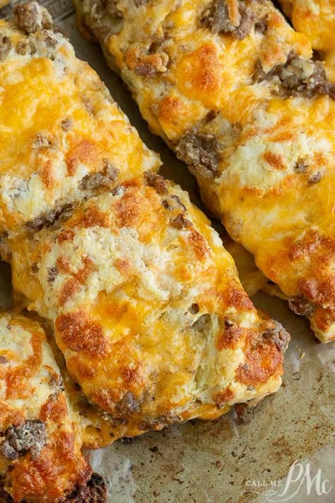 Homemade Sausage Cheddar Biscuits, this portable breakfast has the sausage and cheese baked right in. #biscuits #cheese #sausage #breakfast #recipes Sausage Cheddar Biscuits, Portable Breakfast, Frozen Biscuits, Homemade Breakfast Sausage, Sausage Biscuits, Bread Sticks, Cheese Baked, Flaky Biscuits, Cheddar Biscuits