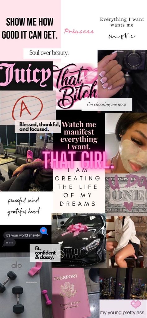 Baddie Vision Board, Vision Mood Board, Vision Board Themes, Bougie Girl, Vision Board Collage, Vision Board Examples, Life Goals Future, Losing 40 Pounds, Vision Board Wallpaper