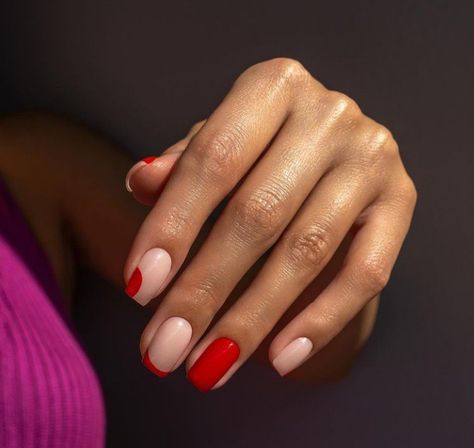 Red Minimalist Nails, Nude And Red Nails, Fairy Nails, Plum Nails, Hello Nails, Square Nail Designs, Edgy Nails, Minimal Nails, Nails Only