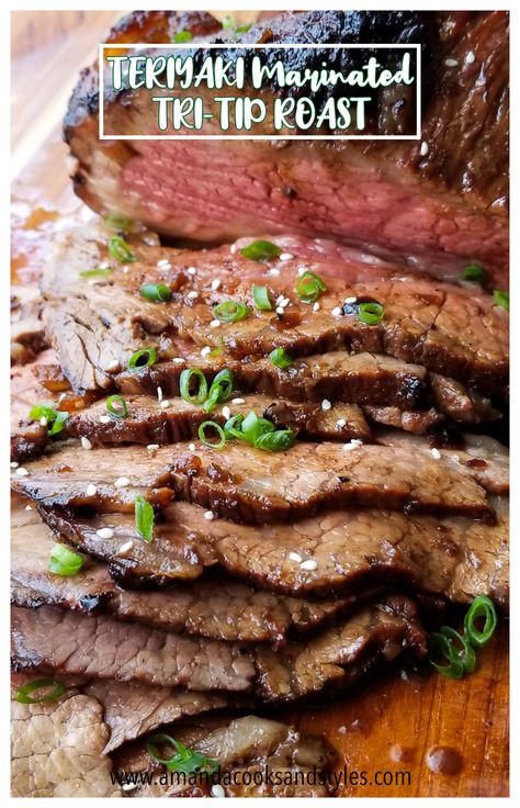 Teriyaki Marinated Tri-Tip Roast – Tender and delicious tri-tip roast marinated overnight in a flavor packed teriyaki marinade. Serve thinly sliced with your favorite side dishes. Beef Loin Tri Tip Steak, Tri Tip Marinade, Tri Tip Steak, Beef Tri Tip, Teriyaki Chicken Skewers, Beef Loin, Pork Skewers, Teriyaki Marinade, How To Cook Beef