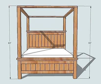 King Farmhouse Bed, Farmhouse Canopy Beds, Diy Beds, Build A Farmhouse, Kid's Bed, Post Bed, Canopy Bed Diy, Farmhouse Bed, Canopy Architecture