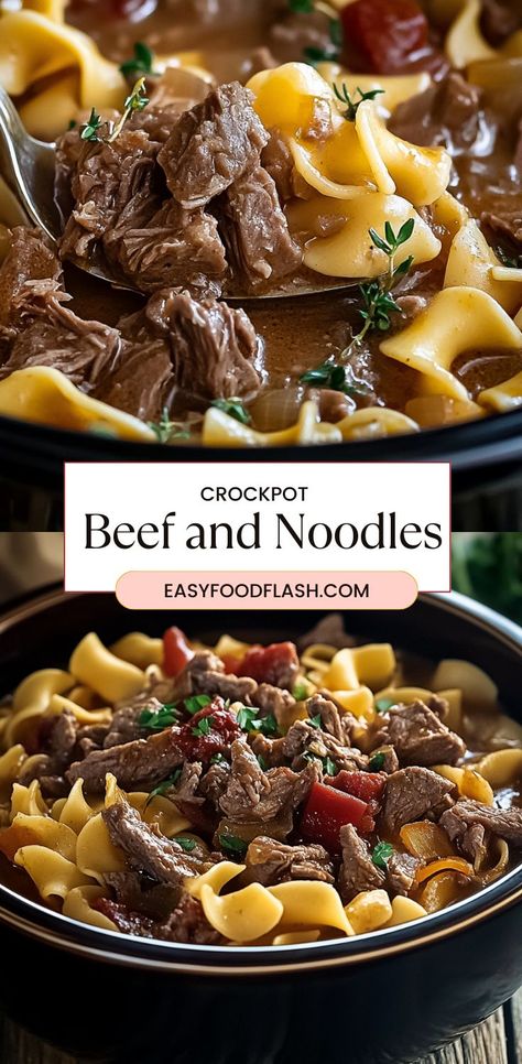 This Crockpot Beef and Noodles recipe is a comforting, hearty dish that combines tender, slow-cooked chuck roast with thick, chewy egg noodles in a rich and savory gravy. Perfect for cozy family dinners or meal prepping, it’s easy to make and bursting with homestyle flavor. Slow Cook Chuck Roast, Beef And Noodles Recipe, Noodles Recipe, Crockpot Beef, Beef And Noodles, Crock Pot Slow Cooker, Chuck Roast, Meal Prepping, Egg Noodles