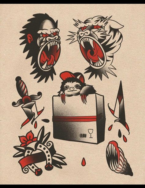 Black And Red Traditional Tattoo, Old School Tattoo Designs, American Traditional Tattoo, School Tattoo, American Traditional, Old School Tattoo, Black Tattoos, Traditional Tattoo, Old School