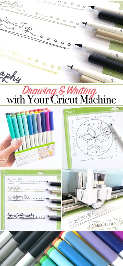 Drawing and Writing with your Cricut Machine - get started guide from Jen Goode Writing With Cricut, Fun Diy Craft Projects, Cricut Help, Drawing Designs, Cricut Cuttlebug, Cricut Expression, Projets Cricut, Create Drawing, Cricut Projects Beginner