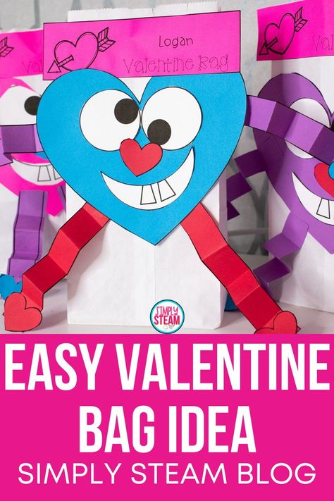 This is an easy Valentine bag idea for valentine's day. Students create a heart monster. I've included a template and editable labels and coupons. Tap the link to learn more from the blog. Valentine's Day Bag Craft, Diy Valentines Bags For Kids Classroom, Love Monster Valentine Bags, Valentine Bag Ideas, Heart Monster, Valentine Bags, 4th Grade Activities, Student Valentines, 5th Grade Activities