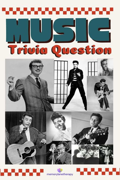 🎵 Strike a chord of nostalgia with our Music Trivia Quiz for Seniors! Join fellow seniors in a musical journey down memory lane, recalling legendary tunes and sharing laughter. Get ready to harmonize memories and create new ones with this engaging activity. Let the music play! 👉 #MusicTrivia #Seniors #Nostalgia Music Activities For Seniors, Music Trivia Questions, Trivia For Seniors, Daily Fun Facts, Senior Living Activities, Senior Games, Music Therapist, Nursing Home Activities, Music Trivia