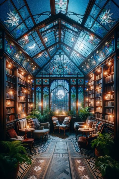 My husband wants a veranda and I think this serves the purpose. What do you think? Fairy Library Aesthetic, Magic Academia Aesthetic, Magical Academy Aesthetic, Magic Classroom Fantasy Art, Fantasy Schools Of Magic, Fantasy Book Store, Magical School Aesthetic, Magical Library Fantasy Art, Fantasy Library Aesthetic