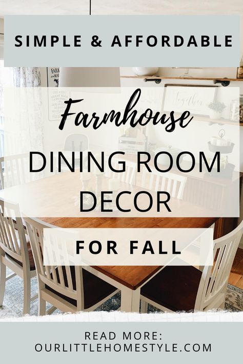 Looking for fall farmhouse style decorations? Here are some simple and affordable ideas from our dining room to create the farmhouse fall look you want. Modern Farmhouse Dining Room Decor Ideas, Fall Decor Dining Room, Dining Room Design Farmhouse, Modern Farmhouse Dining Room Decor, Farmhouse Dining Room Decor Ideas, Decor For Dining Room, Farmhouse Style Dining Room, Farm House Dining Room, Fall Farmhouse Decor