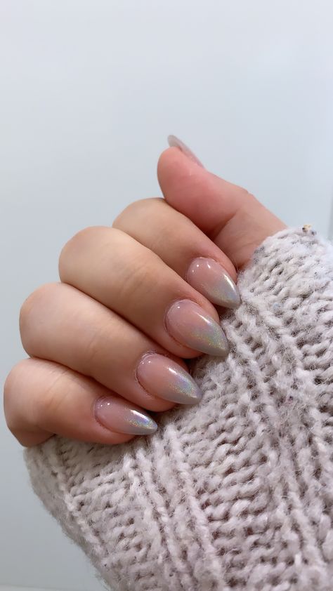 Holographic french nails Holographic French Tip Nails, Holographic French Tip, Tip Nails, French Tip Nails, French Nails, Simple Nails, Nail Tips, Nail Polish, Nails