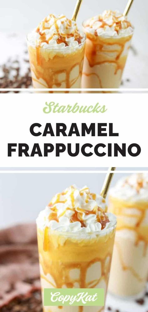 Frappachino Recipe, Caramel Frappe Recipe, Starbucks Caramel Frappuccino, Starbucks Frappuccino Recipe, Caramel Frappe, Caramel Drinks, Homemade Frappuccino, Banana Walnut Bread, Frappe Recipe