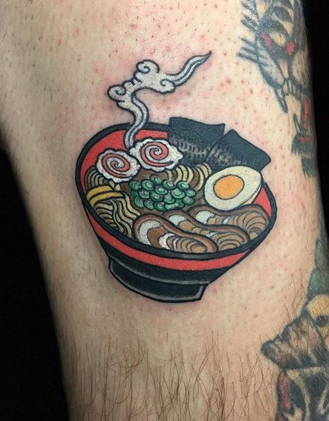 Ramen Tattoo Ramen Tattoo Design, Ramen Tattoo, Food Tattoo, Octopus Tattoo Sleeve, Bodysuit Tattoos, Tattoo Japanese Style, Phönix Tattoo, Octopus Tattoo Design, Tattoo Japanese