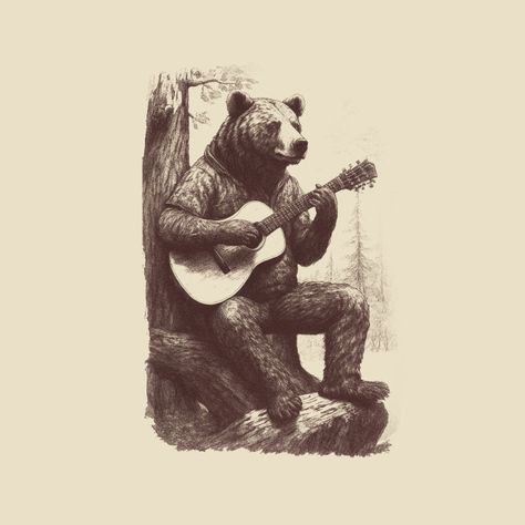 Bear playing guitar by mexico-legend Bear Playing Guitar, Guitar Tattoos, Guitar Tattoo, John Prine, Metal T Shirts, Michael Myers, Philadelphia Eagles, Playing Guitar, Kids Magnets