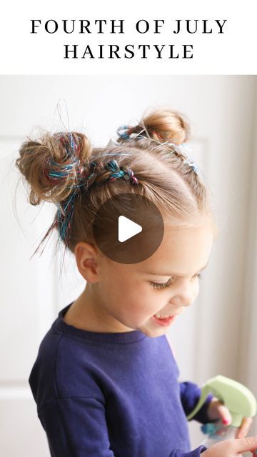 L A U R E N R E E D on Instagram: "Here’s a 4th of July hairstyle that is SO cute and so much fun!! ❤️🤍💙 I just combined three different colors of hair tinsel and tied them together with a clear hair tie. That way you can reuse them as often as you want! We finished the look off with the adorable July bows from @littlepoppyco 😍 You can use the code LAUREN15 to save on @littlepoppyco bows! #fourthofjuly #july4th #hairstyle #cutehairstyles #hairstylesforkids #lpcshowyourbows #hairtinsel #fairyhair #momlife" Different Colors Of Hair, Patriotic Hairstyles, Diy Hair Tinsel, Colors Of Hair, Toddler Braided Hairstyles, Easy Toddler Hairstyles, Cute Toddler Hairstyles, Ribbon Braids, Clear Hair