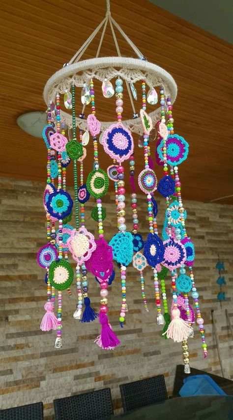 Crochet Room, Dreamcatcher Crochet, Art Au Crochet, Dream Catcher Decor, Crochet Dreamcatcher, شال كروشيه, Confection Au Crochet, Dream Catcher Diy, Crochet Decoration