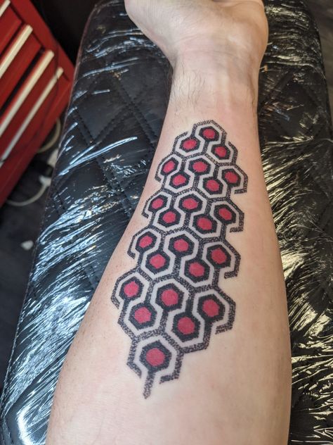 The Shining Carpet Tattoo, Shining Tattoo Ideas, Horror Theme Tattoo, The Shining Tattoo, Shining Carpet, King Tattoo, Steven King, Idea Tattoo, New Tattoo Ideas