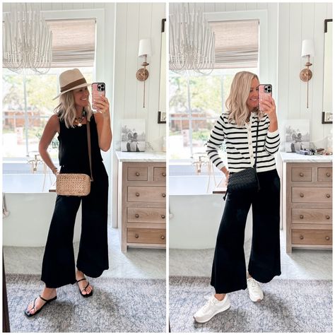 What I Packed for 3 Weeks in Europe - Hi Sugarplum! 3 Weeks In Europe, Travel Capsule Wardrobe Summer, Hi Sugarplum, Packing For Europe, Travel Capsule, Travel Capsule Wardrobe, Drop Shoulder Tee, Cropped Wide Leg Pants, Travel Wear