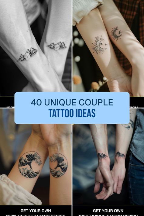 Are you searching for the perfect couple tattoo that symbolizes love and commitment? Here are 40 unique tattoo ideas that you and your partner will adore! Whether you’re trying to express your adventures together or simply celebrate your love, we’ve gathered some creative designs including matching symbols, intricate scripts, and even trendy mountain tattoos. These couple tattoo designs are a perfect way to showcase your bond. Let each tattoo tell your own story as you ink your love next to each other. Man And Wife Tattoos, Newly Wed Tattoo Ideas, Bonds That Tie Tattoo, Manly Couple Tattoos, Unique Matching Tattoos Couples, Romantic Tattoo For Men, Mens Tattoo For Wife, Connecting Couple Tattoos, Husband Wife Tattoos Unique