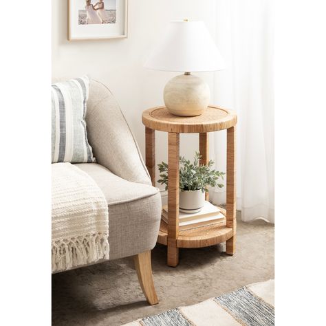 Kate and Laurel Rafina Rattan Side Table - 16x16x24 - Bed Bath & Beyond - 40695373 Coastal Side Table, Boho Plant Stand, Home Office Area, Room Side Table, Awesome Furniture, Rattan Side Table, Rattan Table, Office Area, Beachy Decor