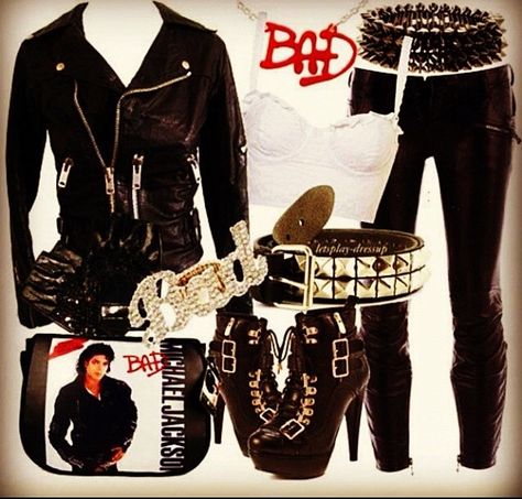 Mj clothes Michael Jackson Bad Costume, Decade Outfits, Michael Jackson Party, Michael Jackson Costume, Michael Jackson Outfits, Michael Jackson Merchandise, Jackson Bad, Michael Jackson Bad, Michael Jackson Pics