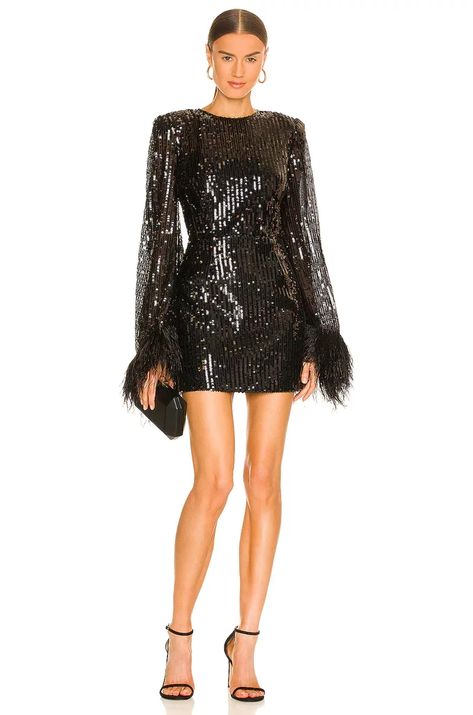 Shop the Best Feather Dresses For Women in 2022 | POPSUGAR Fashion UK Black Dress Western, Feather Dresses, Dress Western, Bronx And Banco, Nye Fashion, Taylor Swift Tour Outfits, Black Attire, Popsugar Fashion, Feather Trim