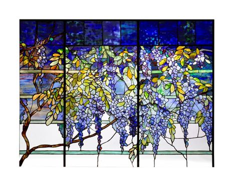 TIFFANY STUDIOS Wisteria Stained Glass Window, Wisteria Stained Glass Pattern, Stained Glass Wisteria, Art Nouveau Glass Window, Whimsigoth Garden, Art Nouveau Stained Glass Patterns, Tiffany Window, Tiffany Stained Glass Windows, Stained Glass Transom Window