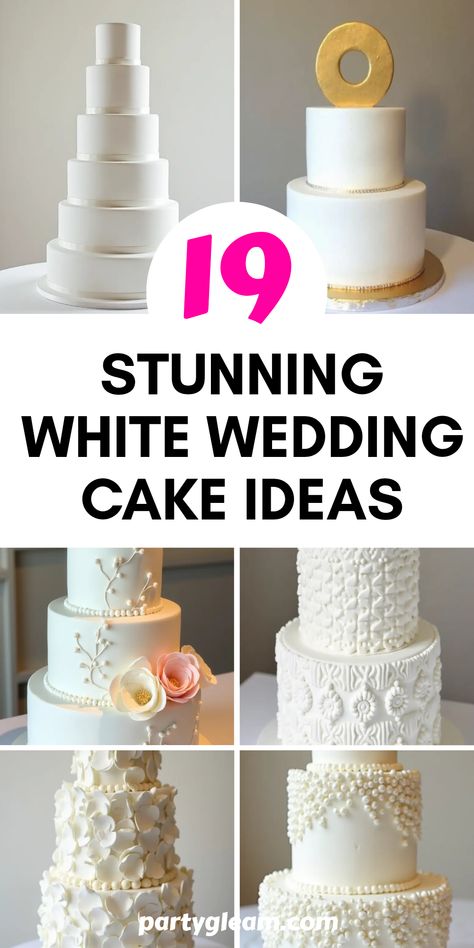 Get inspired with these 19 stunning white wedding cake ideas that every bride-to-be will love! From tall statement cakes with gorgeous textures to elegant designs featuring delicate flowers and pearl detailing, there's something for every wedding style here. Each cake showcases different elements like statement toppers and beautiful all-white petals, perfect for your special day. Whether you prefer a classic look or a modern twist, these ideas will help create the perfect centerpiece for your celebration. A white wedding cake can elevate any wedding reception! 2 Tiered Wedding Cake, White Wedding Cake Ideas, Wedding Cake Pearls, Winter Wedding Centerpieces, Simple Wedding Centerpieces, Wedding Cake Ideas, Winter Wedding Cake, White Petals, Rustic Cake